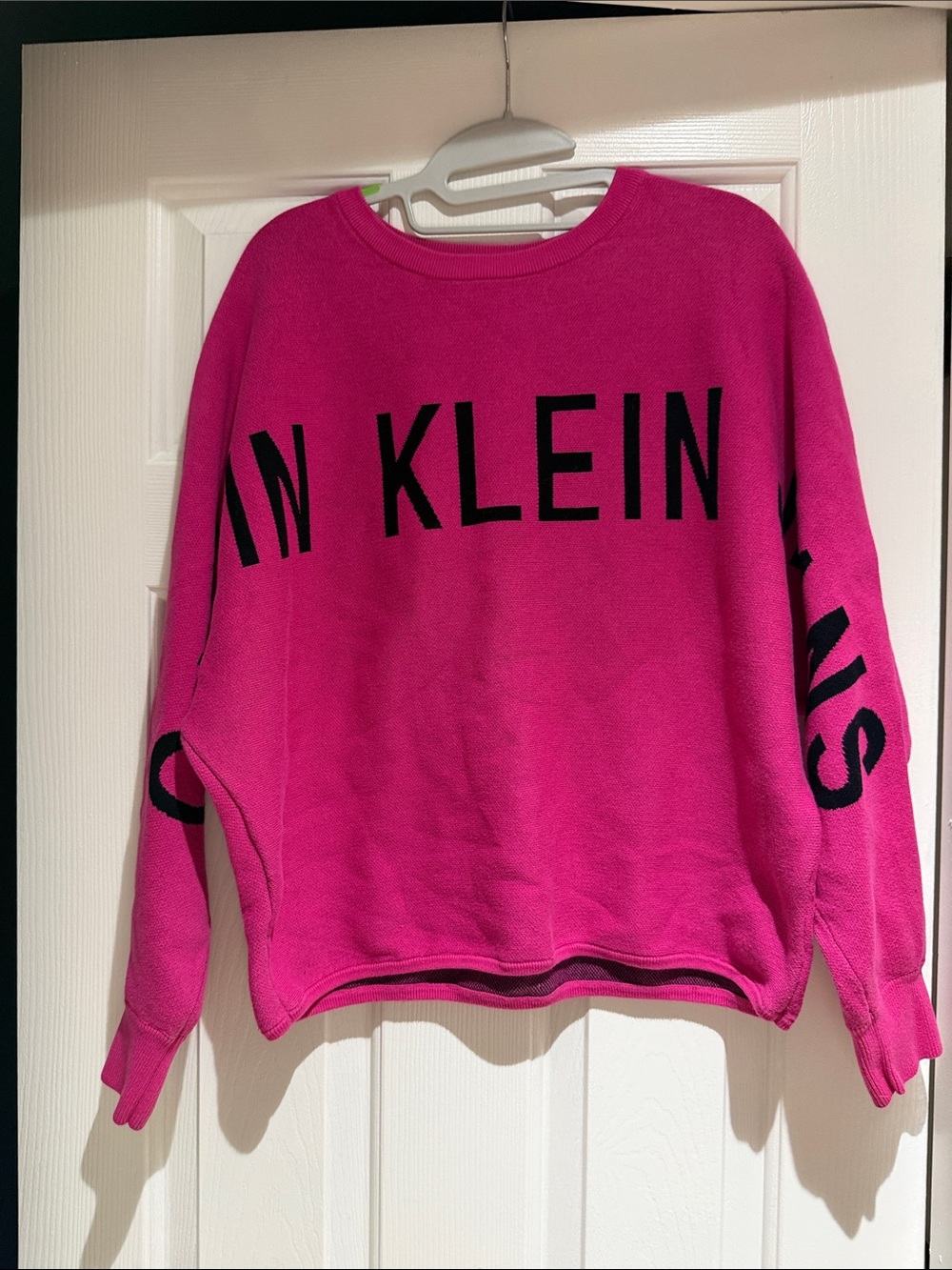 Calvin Klein Jeans Neon Pink Logo Cropped Sweatshirt